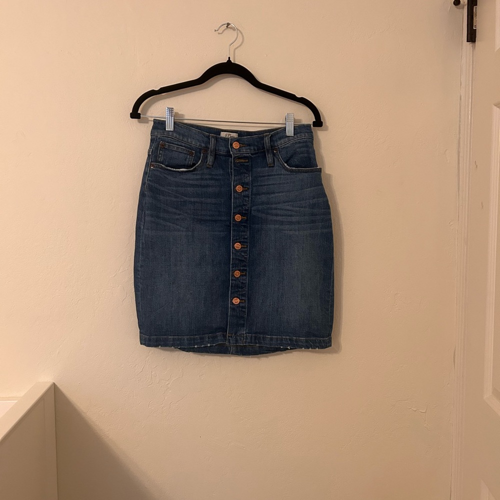 J Crew Denim Button-Front Skirt